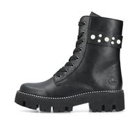 Rieker Damen Stiefel Slipper gefüttert Biker Boots Schnürstiefel mattschwarz 40