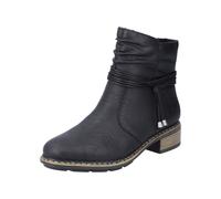 Winterstiefelette RIEKER, Damen, Gr. 39, schwarz, Lederimitat, Schuhe Winterstiefelette, Reißverschluss-Boots mit Zierkordel und slouchy Schaft (85009330-39) schwarz