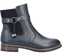 Winterstiefelette RIEKER, Damen, Gr. 36, schwarz (dunkelblau, schwarz), Elastischer Einsatz, Lederimitat, Schuhe Winterstiefelette, Chelseaboots, Winterboots, Blockabsatz, mit Innenreißverschluss (258