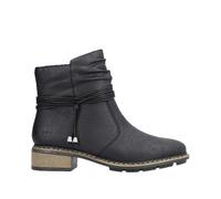 Winterstiefelette RIEKER, Damen, Gr. 36, schwarz, Lederimitat, Schuhe Winterstiefelette, Reißverschluss-Boots mit Zierkordel und slouchy Schaft (85009330-36) schwarz