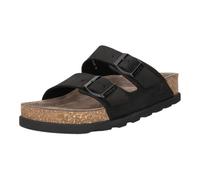 Pantolette RIEKER, Damen, Gr. 39, schwarz, Veloursleder, unifarben, Basic, Schuhe Pantolette, Hausschuh, Sommerschuh, Strandschuh, Zweischnaller mit Softfußbett (69233755-39) schwarz