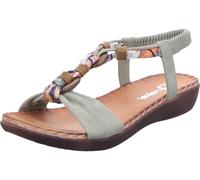 Sandale RIEKER, Damen, Gr. 41, schilf, Lederimitat, Schuhe Sandale, Sommerschuh, Urlaubsschuh, Fersenriemchen mit Gummizug (71071540-41) schilf
