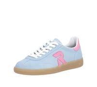 Sneaker RIEKER SPORT "San Diego Swing2GO", Damen, Gr. 43, blau (hellblau, rosa), Veloursleder, unifarben mit Farbeinsatz, Schuhe Sneaker, Retro-Sneaker, Freizeitschuh, Halbschuh mit herausnehmbarem Fu