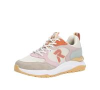 Keilsneaker RIEKER SPORT, Damen, Gr. 41, bunt (creme, pink), Synthetik, Textil, Schuhe, Schnürschuh, Freizeitsneaker, Halbschuh mit gepolstertem Schaftrand (94756467-41) creme, pink
