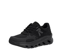 Plateausneaker RIEKER SPORT, Damen, Gr. 44, schwarz (schwarz uni), Textil, Nubuklederimitat, sportlich, Schuhe, Slip-on Sneaker, Halbschuh, Freizeitsneaker mit MemoSoft-Innensohle (14211340-44) schwar
