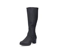 Stiefel RIEKER, Damen, Gr. 42, Varioschaft, schwarz, Lederimitat, unifarben, Schuhe Stiefel, Langschaftstiefel, Blockabsatz,mit Reißverschluss hinten-schmale Form (25675724-42) schwarz