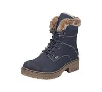 Winterstiefelette RIEKER, Damen, Gr. 37, dunkelblau, beige, Nubuklederimitat, Textil, Schuhe Winterstiefelette, Schnürboots, Winterboots mit wasserabweisender riekerTEX-Membran (30888326-37) dunkelbla