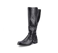 Reißverschlussstiefel RIEKER, Damen, Gr. 40, Varioschaft, schwarz, Lederimitat, Schuhe Reißverschlussstiefel, Langschaftstiefel, Blockabsatz, Vario-Schaft und 2 Reißverschlüssen, Topseller (24544044-4