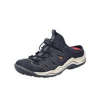 Rieker Clog Sabot 36082203-40 Damen Nubuklederimitat/Textil Schwarz Gr. 40, luftige Lochungen