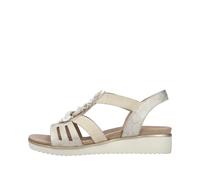 Rieker Damen Keilsandalen V3788, Frauen Sandalen,Freizeitschuhe,offene Schuhe,Strandschuhe,Keilsandaletten,Keilabsatz,bequem,beige (60),43 EU / 9 UK