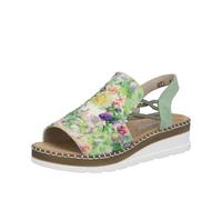 Sandale RIEKER, Damen, Gr. 43, mint multi, Nubuklederimitat, Textil, mehrfarbig, Schuhe Sandale, Sommerschuh, Sandalette, Keilabsatz, in modischer Optik (48524652-43) mint multi