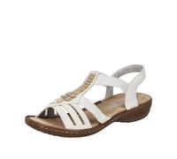 Riemchensandale RIEKER, Damen, Gr. 36, weiß, Lederimitat, unifarben, Schuhe Riemchensandale, Sommerschuh, Sandalette, Keilabsatz, mit schöner Verzierung (29196368-36) weiß