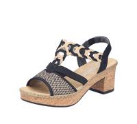 Rieker Damen Sandalen Plateau Sandaletten 638C7-00, Größe:40 EU, Farbe:Schwarz