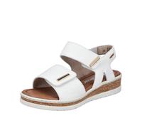 Keilsandalette RIEKER, Damen, Gr. 36, weiß, Lederimitat, unifarben, Schuhe, Sommerschuh, Keilsandalette, Plateausandale mit Klett (75471404-36) weiß