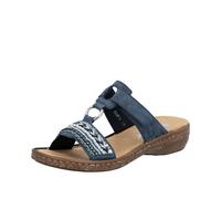 Rieker Pantolette, mit Pailetten- und Perlenbesatz 36 blau Damen Pantoletten Clogs Übergrößen Spezialgrößen Schuhe 36 dunkelblau