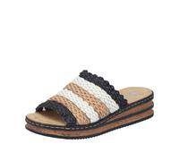 Rieker Damenschuhe Klassische Pantoletten black-tan-white black-tan-white - Gr. - 38