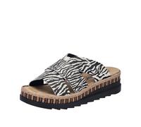 Pantolette RIEKER, Damen, Gr. 41, creme, schwarz, Lederimitat, Schuhe Pantolette, Keilabsatz, Sommerschuh, Schlappen mit Juteumrahmung (78003804-41) creme, schwarz