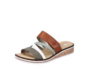 Rieker Damenschuhe Klassische Pantoletten olive/offwhite/mint/cayenne olive/offwhite/mint/cayenne - Gr. - 36