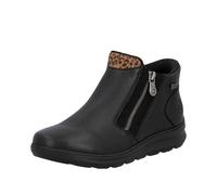 Winterboots RIEKER "Ready2GO", Damen, Gr. 43, schwarz (schwarz, leo), Lederimitat, Basic, Schuhe, Stiefelette, Casualboots mit seitlichem Reißverschluss und TEX-Membran (97258909-43) schwarz, leo