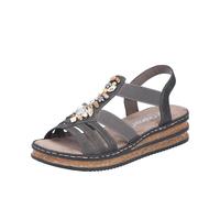 Riemchensandale RIEKER Gr. 38, grau Damen Schuhe Keilsandaletten mit Schmucksteinen besetzt (90667004-38)