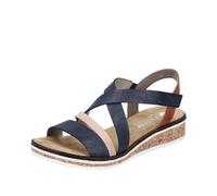 Rieker Damen Klassische Sandalen V3663, Frauen Sandalen,Sommerschuhe,Freizeitschuhe,offene Schuhe,Strandschuhe,blau Kombi (91),42 EU / 8 UK