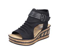 Keilsandalette RIEKER Gr. 39, schwarz Damen Schuhe Sandaletten mit Reißverschluss innen (18956522-39)