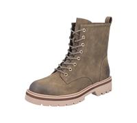 Schnürboots RIEKER, Damen, Gr. 39, khaki, Lederimitat, used, Schuhe Schnürboots, Schnürstiefelette, Boots, Blockabsatz, mit Profilsohle (52630847-39) khaki