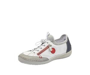 Rieker Damenschuhe Slipper / Trotteur cement/weiss/fire/pazifik/silverflower cement/weiss/fire - Gr. - 38