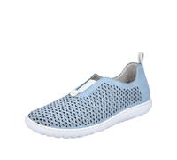Rieker Damen Slipper 52866 – Mokassin, offener Einschlupf – Blau Größe 39 EU