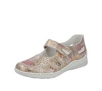 Rieker Damen Slipper 48996-90, luftdurchlässig, geflochtenes Obermaterial, multi/muschel Größe 39