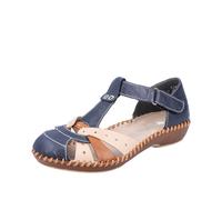 Rieker Klettschuh M1655 Damen mit Kontrastnähten Dunkelblau-Nude-Cognac