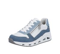 Keilsneaker RIEKER SPORT, Damen, Gr. 37, weiß, blau, Lederimitat, Schuhe, Schnürschuh, Halbschuh, Freizeitsneaker mit Reißverschluss (12800421-37) weiß, blau