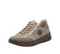 Plateausneaker RIEKER, Damen, Gr. 40, beige, Lederimitat, metallic, sportlich, Schuhe, Schnürschuh, Halbschuh, Freizeitschuh in Bequemweite G (= weit) (85968820-40) beige