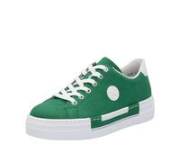 Sneaker RIEKER, Damen, Gr. 40, grün (smaragd, weiß), Lederimitat, Schuhe Sneaker, Freizeitschuh, Halbschuh, Schnürschuh mit Plateausohle (81478833-40) smaragd, weiß