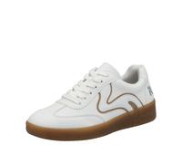 Rieker Plateausneaker M5512 Damen, Lederimitat vegan, Schnürschuh Gelb/Weiß, Gr. 36