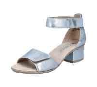 Sandalette RIEKER, Damen, Gr. 41, blau (hellblau), Lederimitat, metallic, elegant, Schuhe, Sommerschuh, Sandale, Blockabsatz, mit praktischen Klettverschlüssen (34584069-41) hellblau