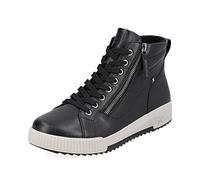 Schnürboots RIEKER SPORT, Damen, Gr. 43, schwarz, Leder, sportlich, Schuhe, Stiefelette, High Top Sneaker, Freizeitboots mit Reißverschluss, Topseller (32671105-43) schwarz