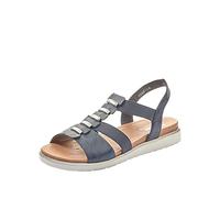 Rieker Damen T-Spangen Sandalen V5051-14 Frühjahr/Sommer Blau (Pazifik 14) Größe 38 EU (5 UK)