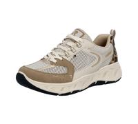 Plateausneaker RIEKER, Damen, Gr. 37, creme, taupe, leo, Lederimitat, Textil, Schuhe Plateausneaker, Schnürschuh, Freizeitsneaker, Halbschuh mit MemoSoft-Innensohle (33017563-37) creme, taupe, leo