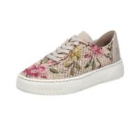 Plateausneaker RIEKER, Gr. 39, beige multicolor, Nubuklederimitat, Textil, Schuhe Plateausneaker, Schnürschuh, Halbschuh in veganer Verarbeitung (73175429-39)