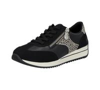 Sneaker RIEKER, Damen, Gr. 36, schwarz kombiniert, Lederimitat, kontrastfarbene Details, Basic, Schuhe Sneaker, Schnürschuh, Halbschuh, Freizeitsneaker mit Kontrastdetails (45027409-36)