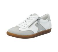 Sneaker RIEKER, Damen, Gr. 43, grau (weiß, hellgrau), Lederimitat, kontrastfarbene Details, Schuhe Sneaker, Halbschuh, Freizeitschuh, Schnürschuh mit Reißverschluss, Topseller (22954648-43)