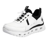 Slip-On Sneaker RIEKER Gr. 41, schwarz-weiß (weiß, schwarz) Damen Schuhe Slipper in veganer Verarbeitung (28896807-41)