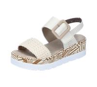 Rieker Damen Keilsandaletten V3950 Creme/Porzellan Textil Normal Größe 40