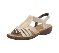 Rieker Sandale 42427742-41 Damen hellbeige Lederimitat mit Gummizügen Schlupfschuh Gr. 41