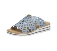 Pantolette RIEKER, Damen, Gr. 37, hellblau, Lederimitat, Schuhe Pantolette, Sommerschuh, Strandschuh, Hausschuh, Keilabsatz, mit Strass-Steinchen (56086324-37) hellblau