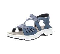Rieker Damen Riemchensandalen V9871, Frauen Sandalen,Sommerschuhe,Freizeitschuhe,offene Schuhe,Strandschuhe,Sandaletten,flach,blau (14),38 EU / 5 UK