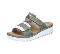 Rieker Keilpantolette V1396 Damen Lederimitat Keilabsatz zwei Klettverschlüsse schilf/sanftes weiß 41
