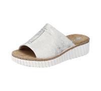 Rieker Damen-Pantolette mit Keilabsatz Silber-Beige-Weiß multicolor41