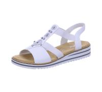 Rieker Damen Sandalen V0687, Frauen Keilsandalen, Woman Freizeit leger Keilsandaletten Keilabsatz sommerschuh bequem flach,Weiss / 80,40 EU / 6,5 UK